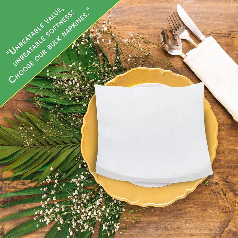 Pantryware Essentials Paper Lunch Napkins. 500 Count Lunch Napkins 1 Ply, White. 12 x 12 - Image 4